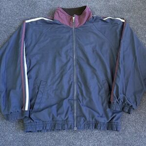 Vintage Winners Track Jacket Mens Medium Blue Zip Lined Striped Elastic Waist